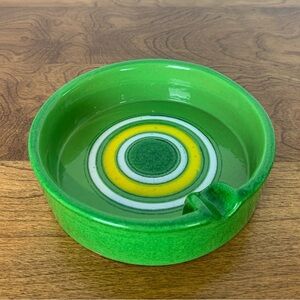Bitossi Fasce Colorate Ashtray Decorative Dish Green Yellow Italy Groovy Vtg